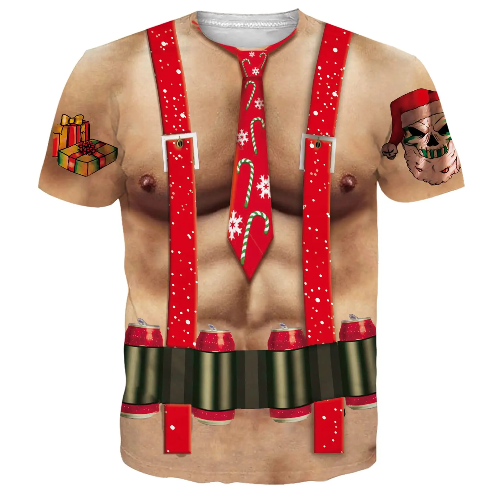 Funny Santa Claus 3D Print T Shirt Streetwear Oversized Tee