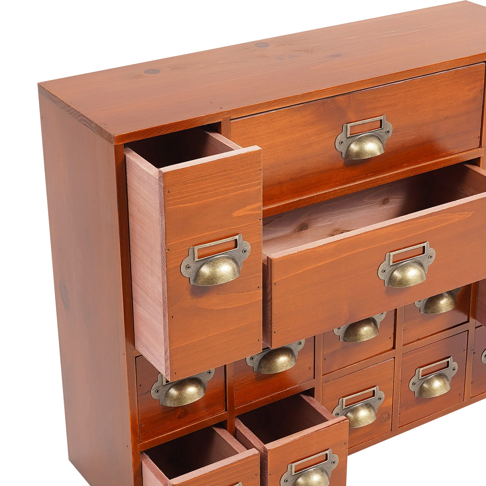 Aufbewahrungsschrank mit 14 Schubladen in 3 Größen, Schreibtisch-Aufbewahrungsbox aus Holz, Retro-Tisch-Organizer für Zuhause, Büro – Detail 6