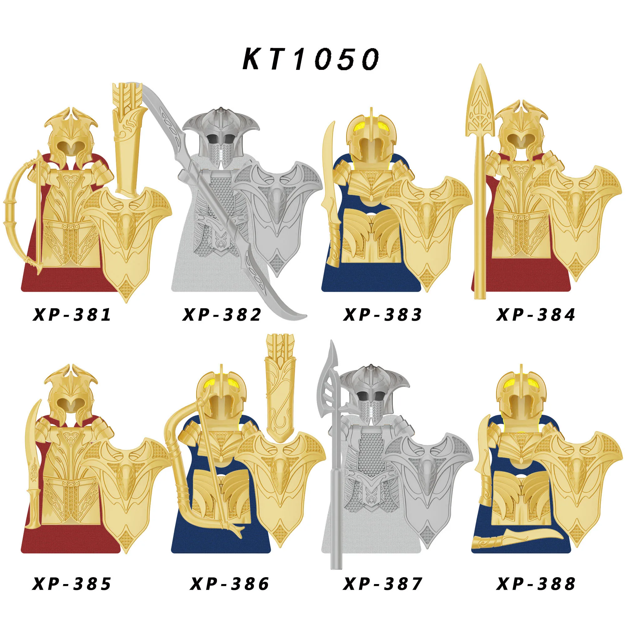 

Single Medieval Knight Gondor Fountain Guard Sword Lancers Action Figures accessories Building Blocks toys Series-104 KT1050