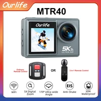 Ourlife MTR40 5K Action Camera 2″ IPS Touch Screen 5X Zoom Action Cam 170° 30M Waterproof WiFi Sports Camera With Remote Control