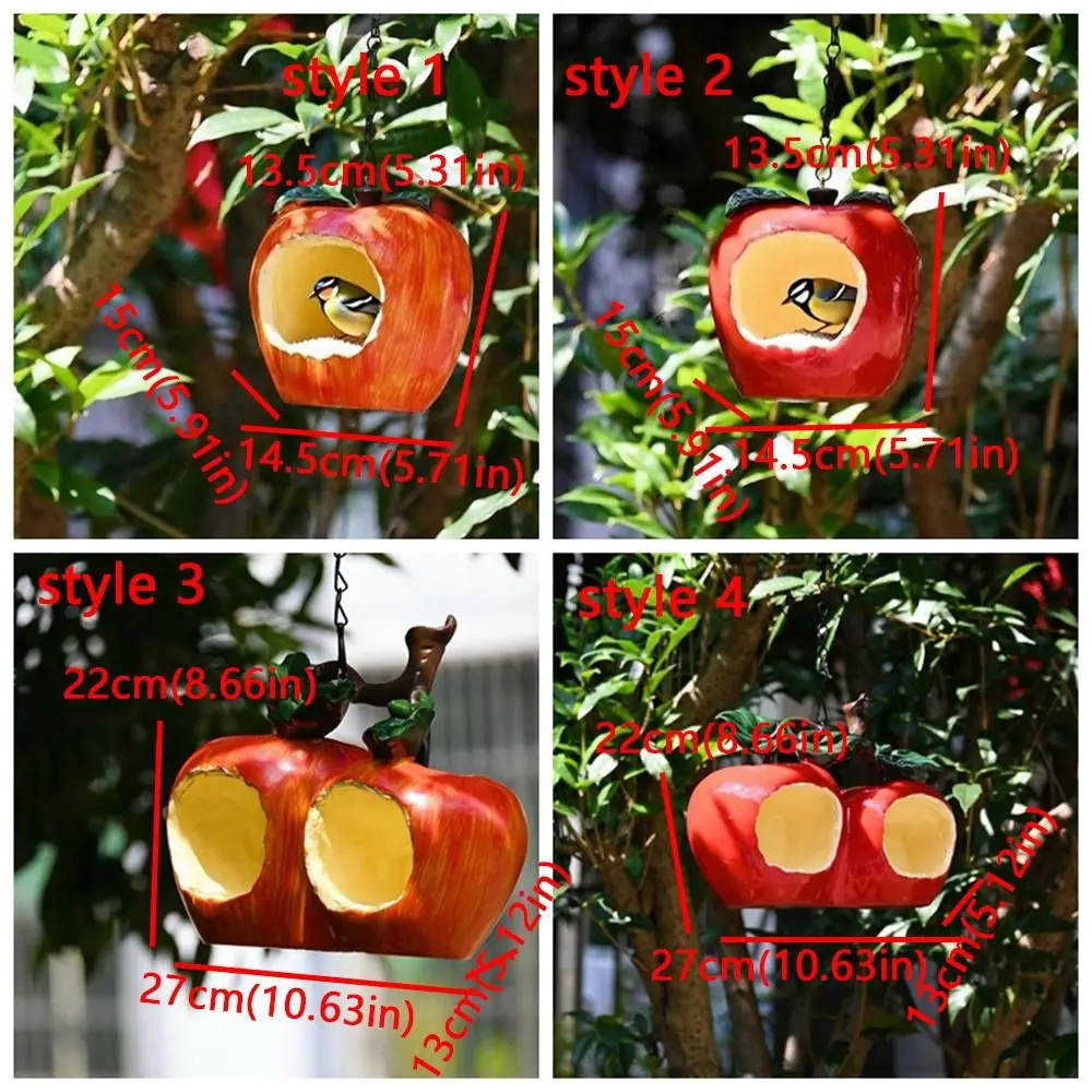 Resin Crafts Bird Hanging Feeder Handcrafted Large Capacity Bird Food Dispenser Simulation Fruit Bird Feeding Dish