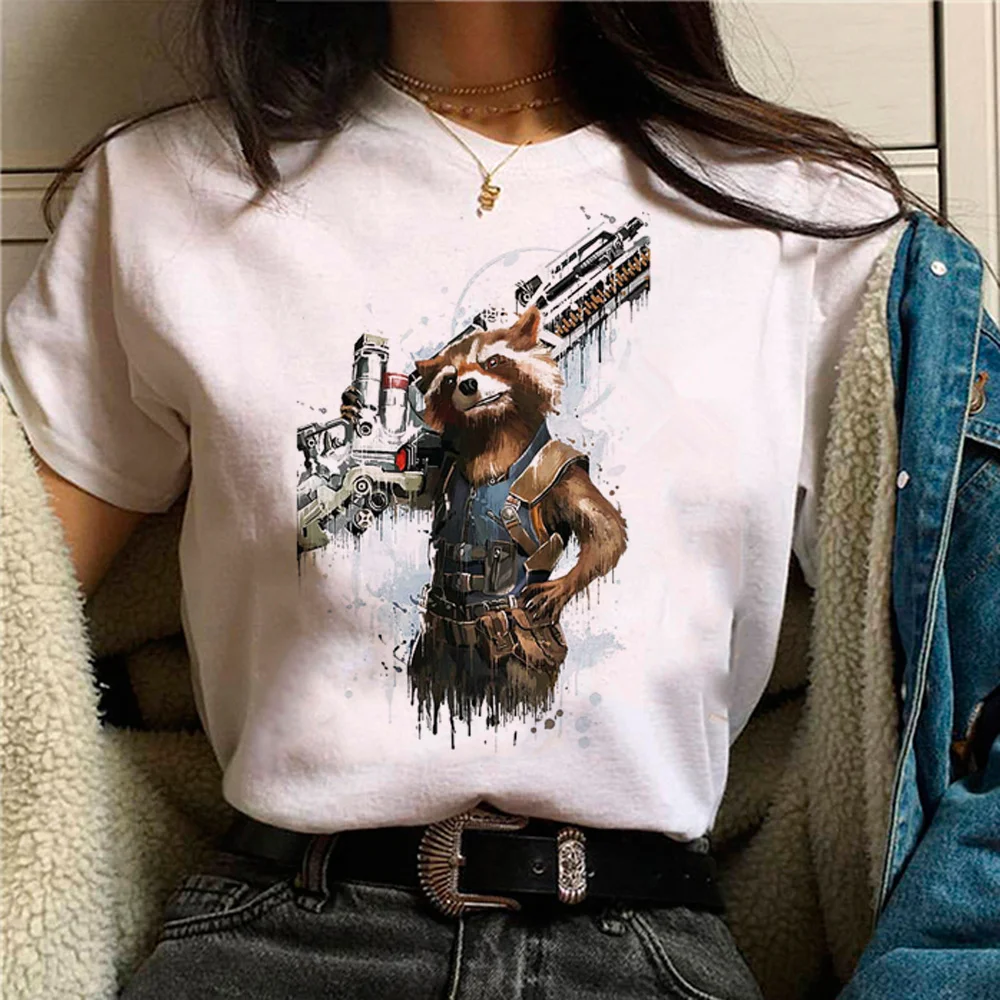 Raccoon Rocket Tee Women Japanese Comic Manga Tshirt Female Comic Manga Funny Clothes
