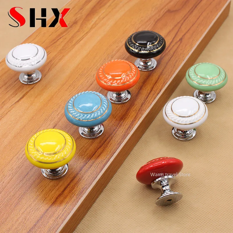 White zinc alloy ceramic lacquer handles drawer knobs single hole closet door handles cabinet handles Cupboard furniture handle