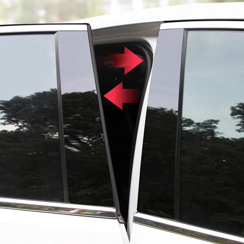 6Pcs Glossy Piano Black Mirror Effect Car Door Window Center B C Pillars Trim Post Cover For Honda Civic Fe G11 11th Gen 2021 2023 Pc Material Sticker Carbon Fiber Middle Column I3567107872