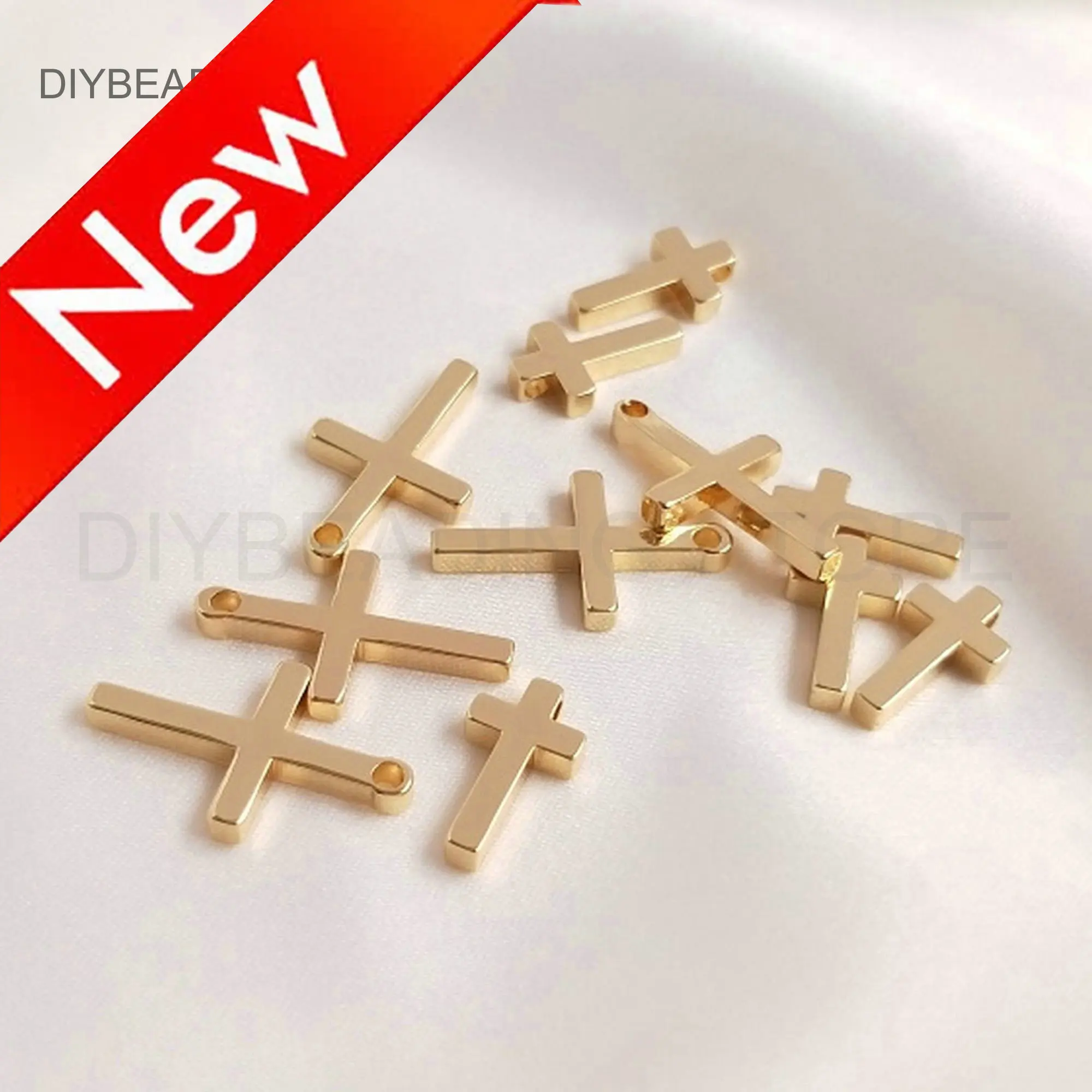 

Cross Charms for Jewelry Making 14K Gold Plated Brass Minimalist Simple Plain Small Religious Initial Charm Finding Wholesale