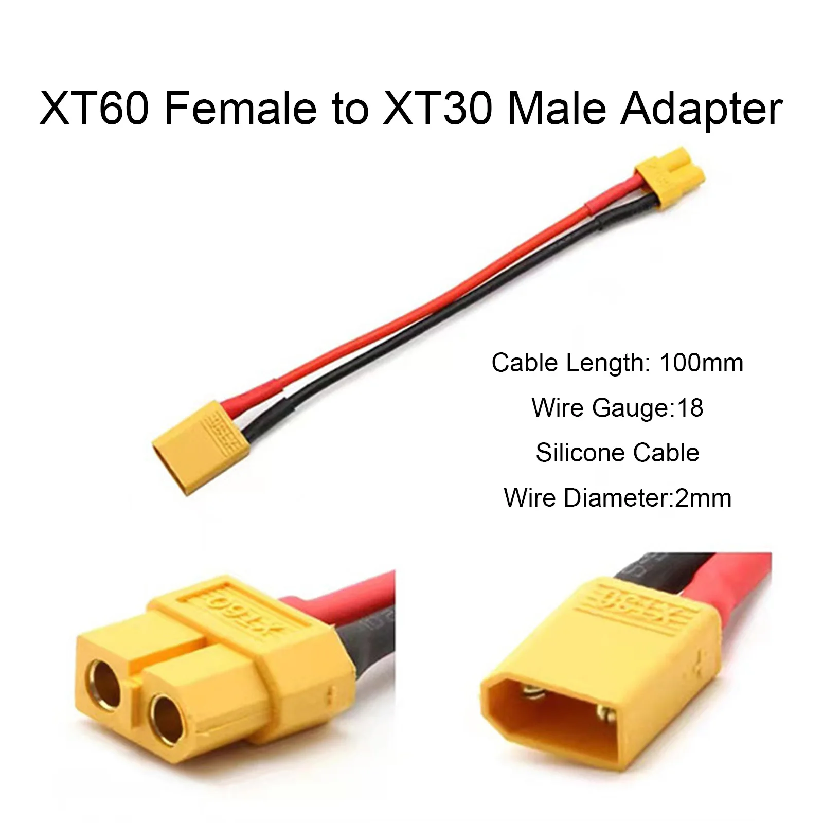 Câble adaptateur de batterie RC XT60 XT30 EC5, connecteur T-Plug JST, fil en Silicone, Extension 12/14/18/20awg pour pièces de Drone et voiture FPV – Image 4