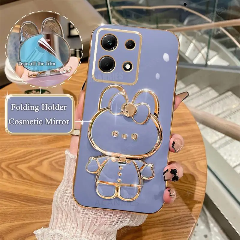 Plating Mirror Phone Case With Stand For Infinix Note Series_voghion.com