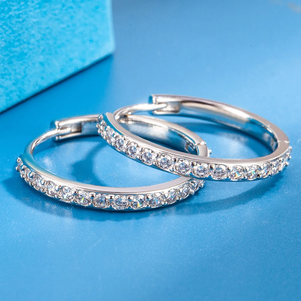 925 فضة 8/12/16/20 مللي متر الزركون هوب أقراط للنس...
