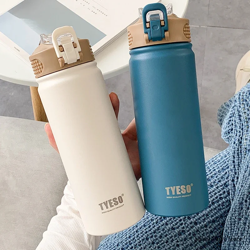 550Ml Tiesto Thermos Bottle With Straw Stainless Steel Vacuum Flask Keeps Cold and Heat Thermal Mug Sports Water Bottles