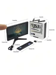 Miniature Gaming Desk Set with Accessories (Computer set)