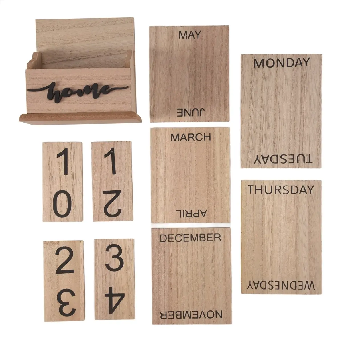 T64C 나무로 만든 플립 데스크 블록 달력, 영구 플랭크/테이블 달력 디스플레이, 가정/사무실 장, 11.5X6.5X14.5CM, A