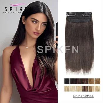 Jet Black Color Clips In Virgin Human Hair Extensions  Machine Remy Hair Invisible Tic Tac One Piece Clip Hair Extensions