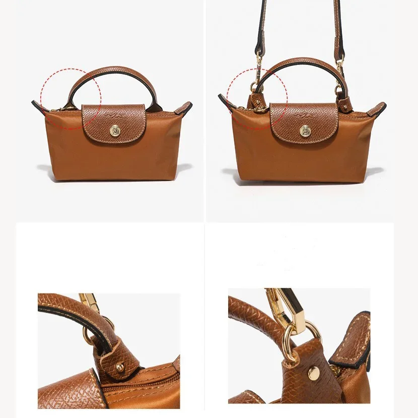 Bag Genuine Leather Shoulder Strap Free Punching For Longchamp Bag Transformation Tote Adjustable Messenger Strap Accessories