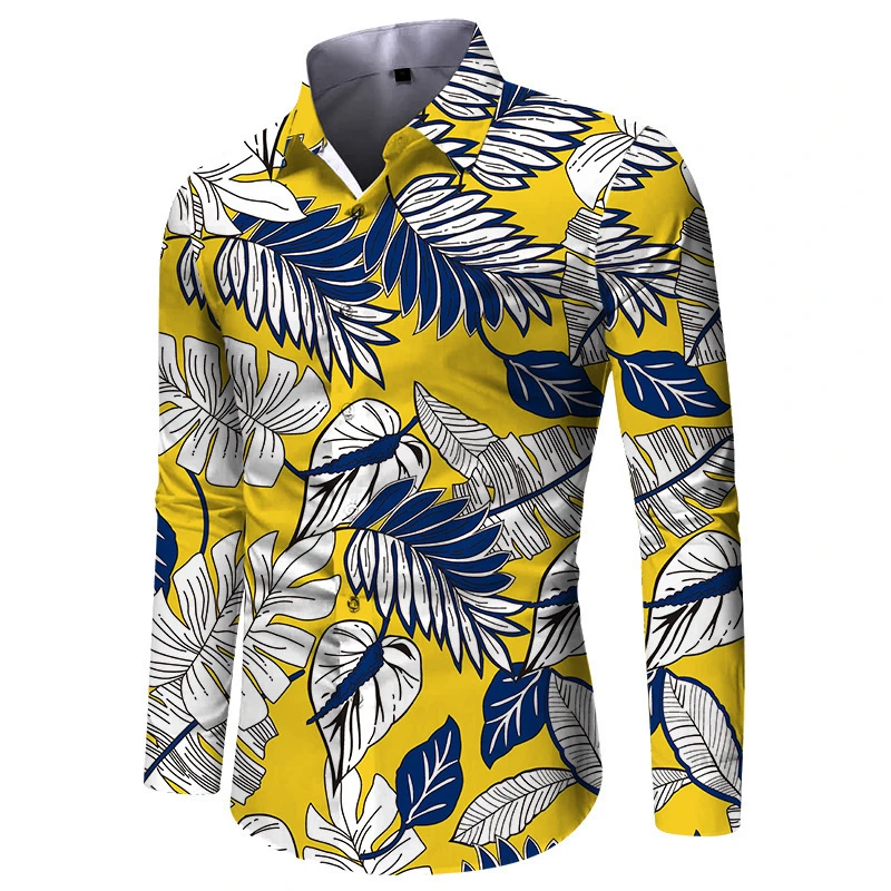 thumbnail image 1 of Camisa hawaiana nueva para hombre, camisa de manga larga con flores en 3D, camisa de fiesta con solapa de gran tamaño, ropa de verano para mujer, blusas con botones 2024, 1 of 4
