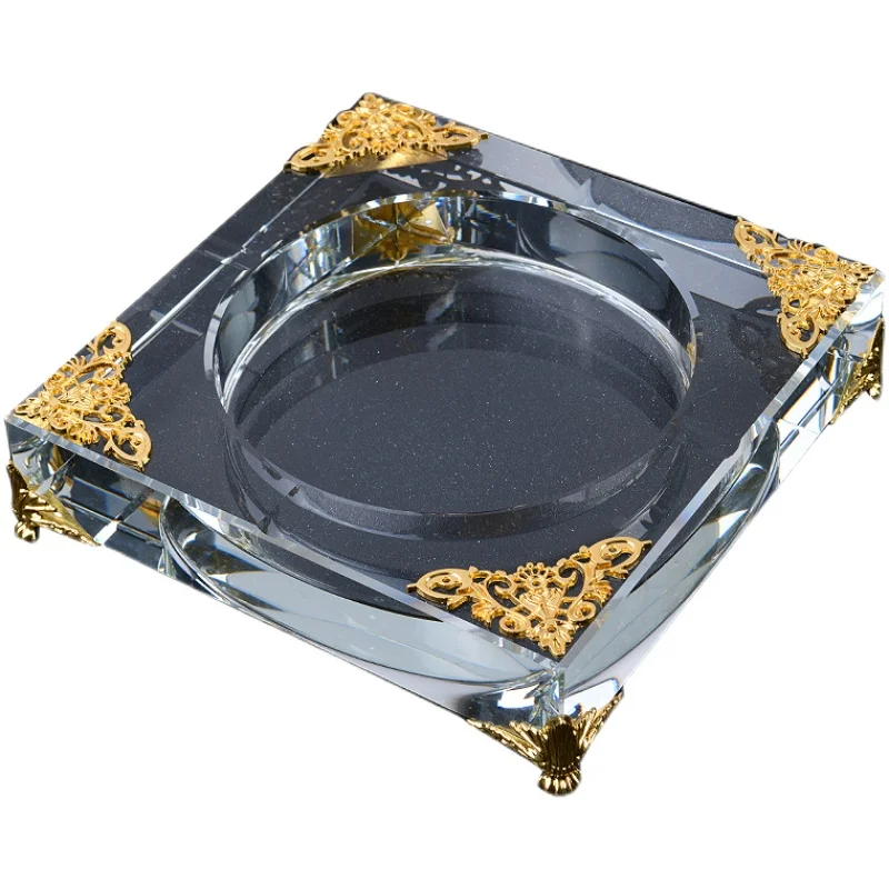 Crystal Glass Ashtray Creative Fashion Luxury Home Living Room Office Personalized Fashion Black