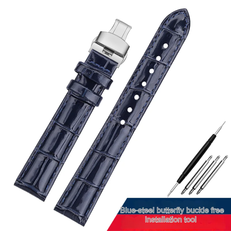 Wine Red Glossy Leather Watch Strap - 18mm Universal Women's Accessory