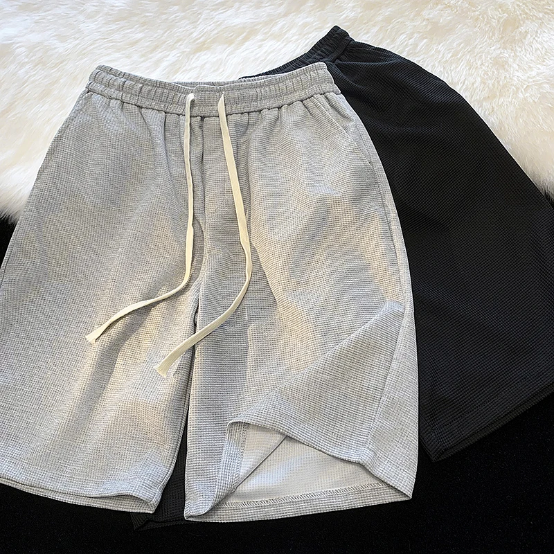 

Solid Color Breathable drawstring Men Summer Casual Straight Leg Lounge Sweat Short Male Track Black Mens Shorts Oversize A230