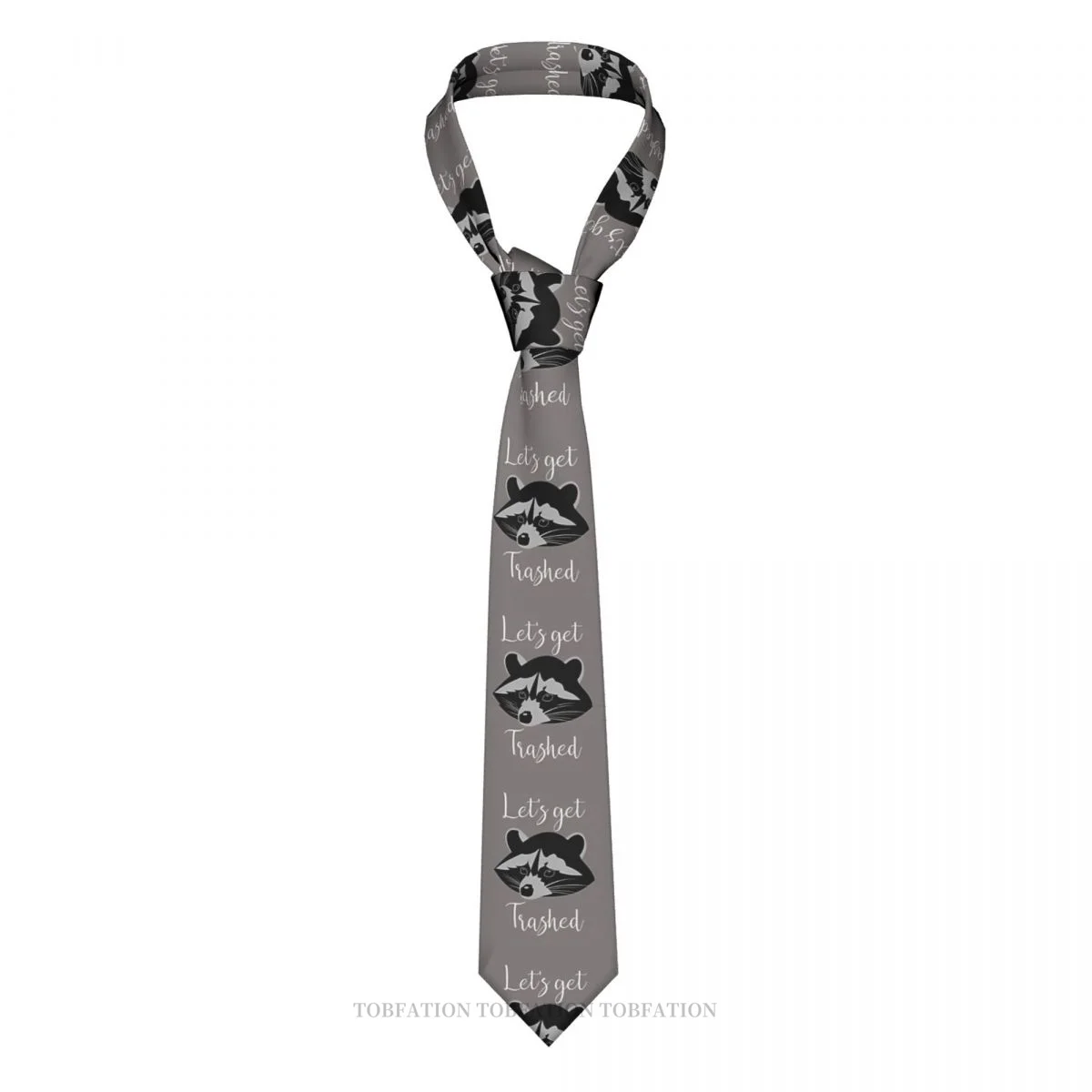 

Let's Get Trashed Print Ties Raccoon Casual Unisex Neck Tie Shirt Decoration Narrow Striped Slim Cravat