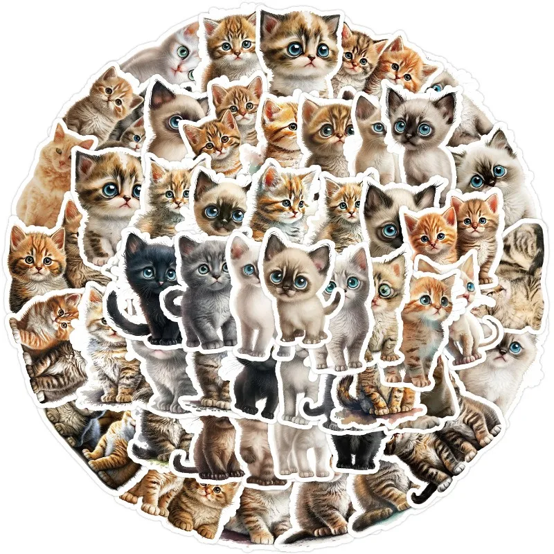

10/50Pcs Cute Big Eyed Cat Stickers for Water Bottle Phone Refrigerator Decoration Stickers Waterproof Creative DIY Stickers