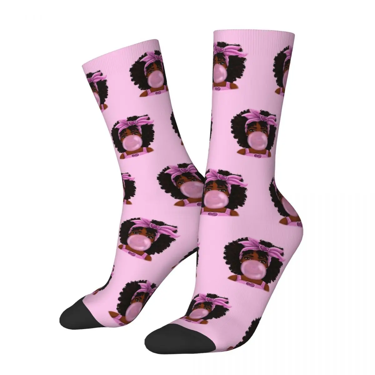 

Fashion Men's Socks Harajuku Cartoon Black African Girl Sock Cute Graphic Women's Stockings Spring Summer Autumn Winter