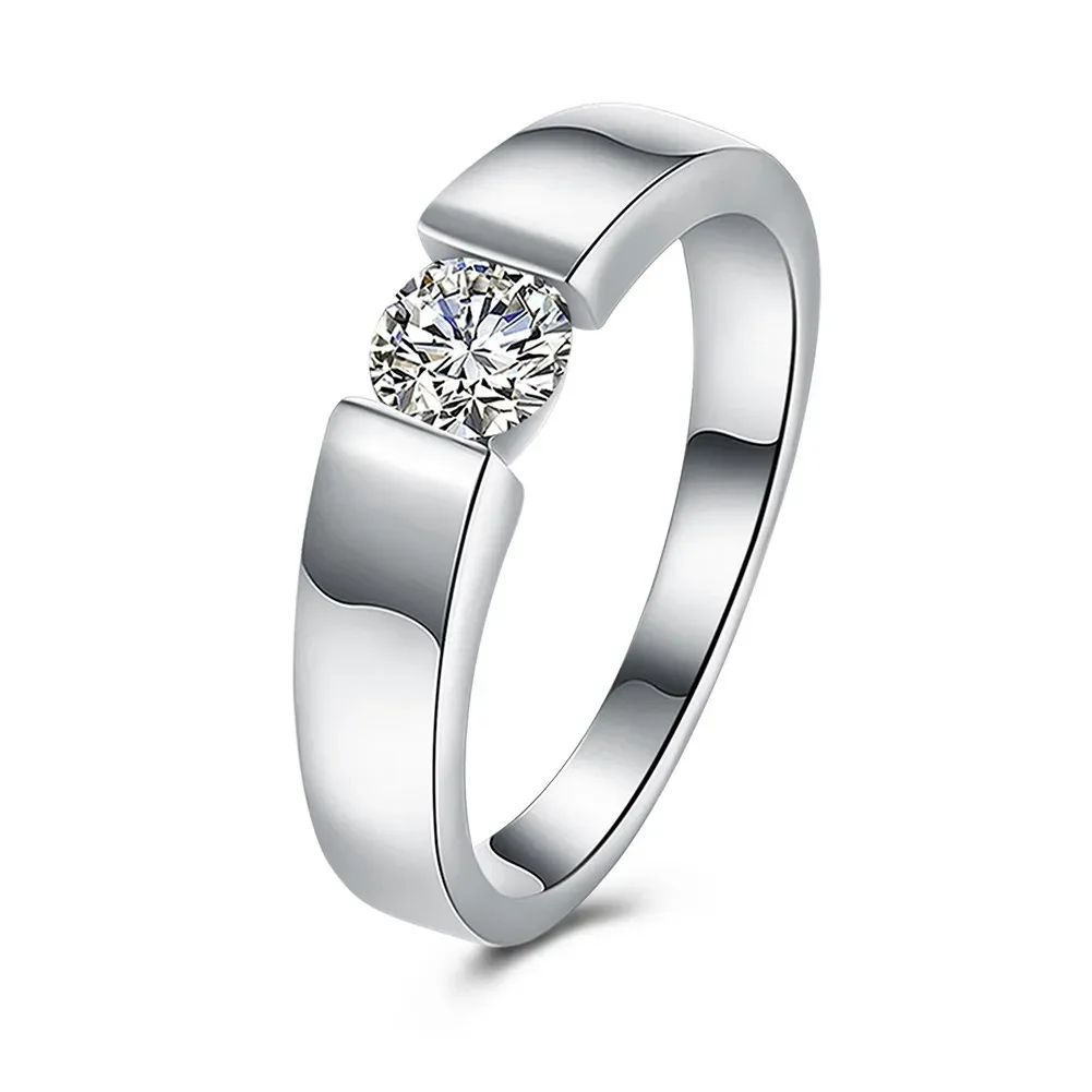 Anelli in Argento Sterling 925 con Charm per Donne e Uomini, Splendidi Cristalli Brillanti, Gioielli alla Moda per Matrimoni, Regali di Natale - immagine 5