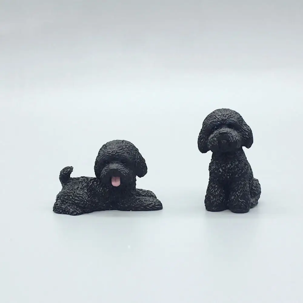 Simulation Poodle Dog Figures Puppy Model Miniature Figurine Mini Animal Ornament Desktop Decoration Resin Crafts