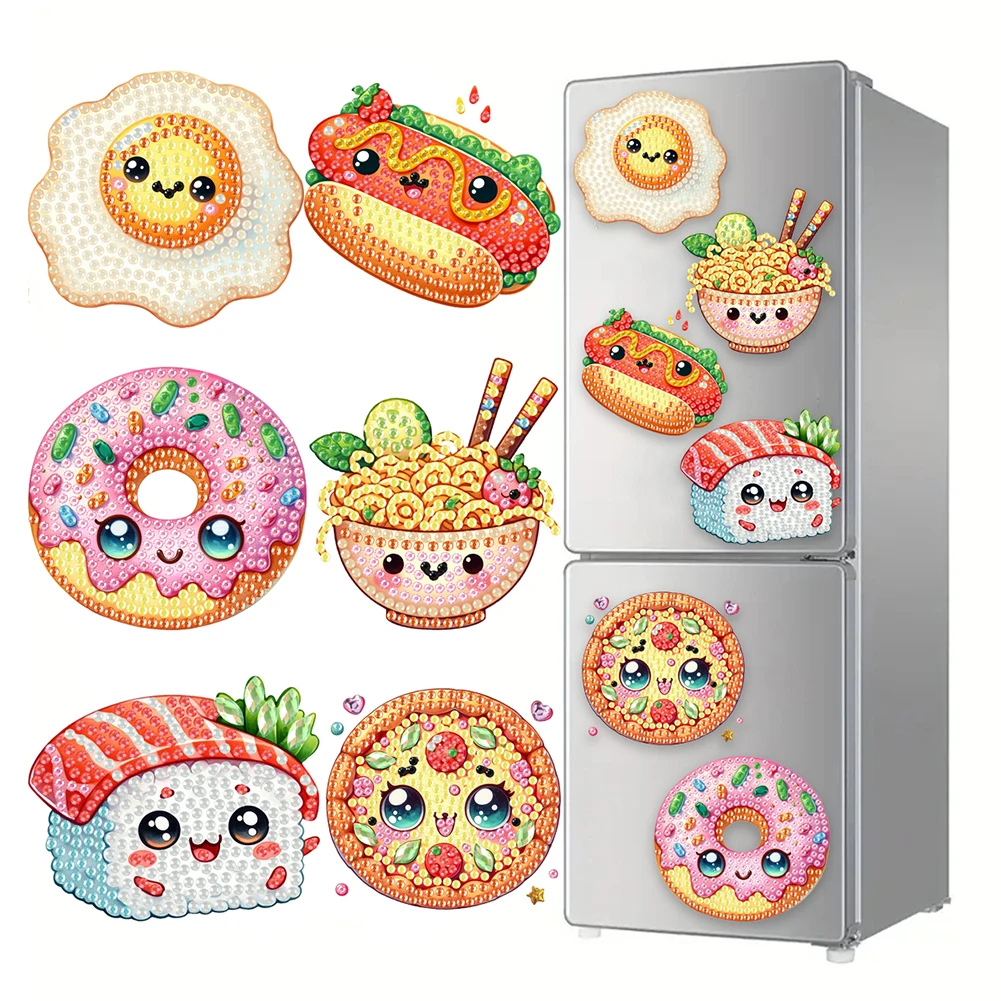 6Pcs Acrylic Beach Diamond Painting Refrigerator Magnet Diamond Painting Fridge Magnet DIY Fridge Stickers for Adults Beginners