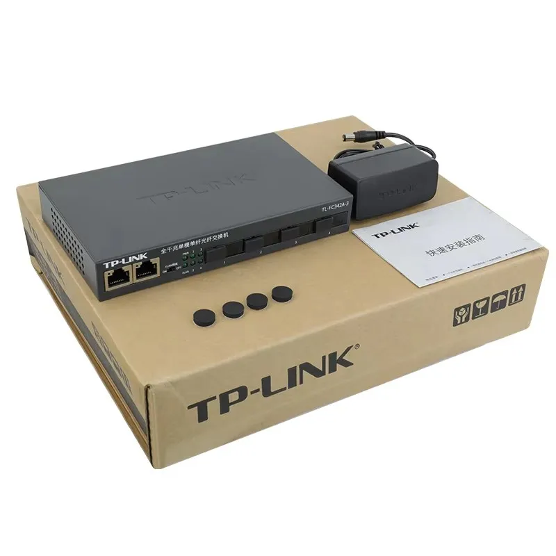 TP-LINK TL-FC342A-3 Single mode fiber 4SC+2GE Gigabit Fiber Transceiver 1.25Gbps Media Converter 3KM
