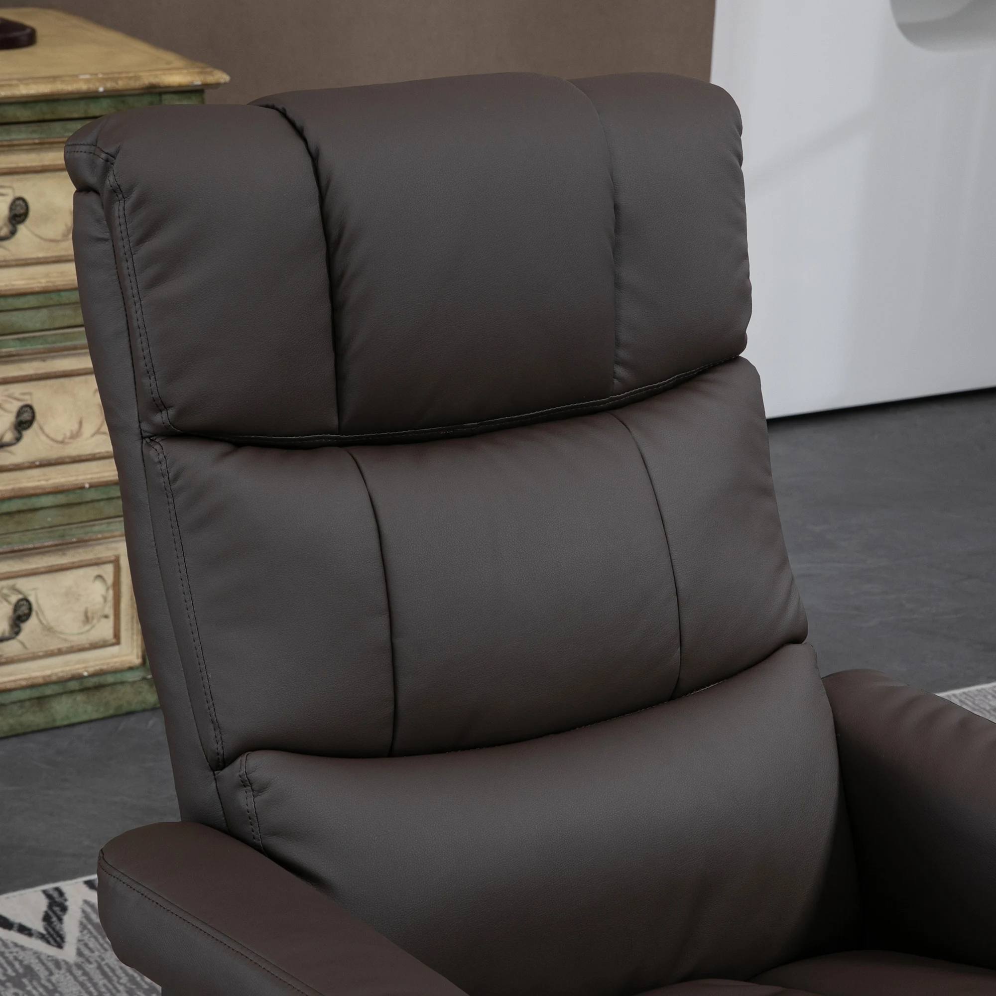 Recliner Chair with Ottoman, Swivel Wood Base, Remote and Side Pocket, Grey