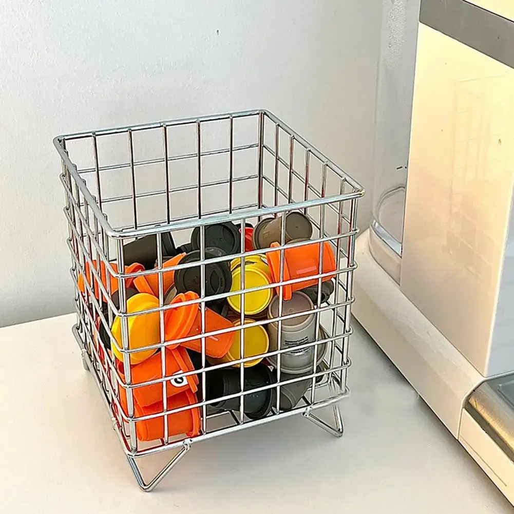

Wide Mouth Storage Shelf Capacity Stainless Iron Wire Mesh Storage Basket for Home Office Bathroom Organization Desktop Case