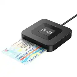 Dual Function USB 2.0 Smart Card Reader with Contact and NFC Capability for Secure Financial Transactions (Black)