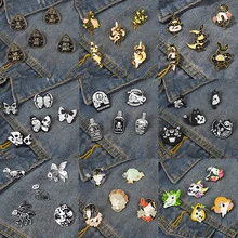 Artistic Design Enamel Pin Set Snake Flower Butterfly Skull Girl Jewelry Badge Lapel Clothes Backpack Hat Gothic Wholesale