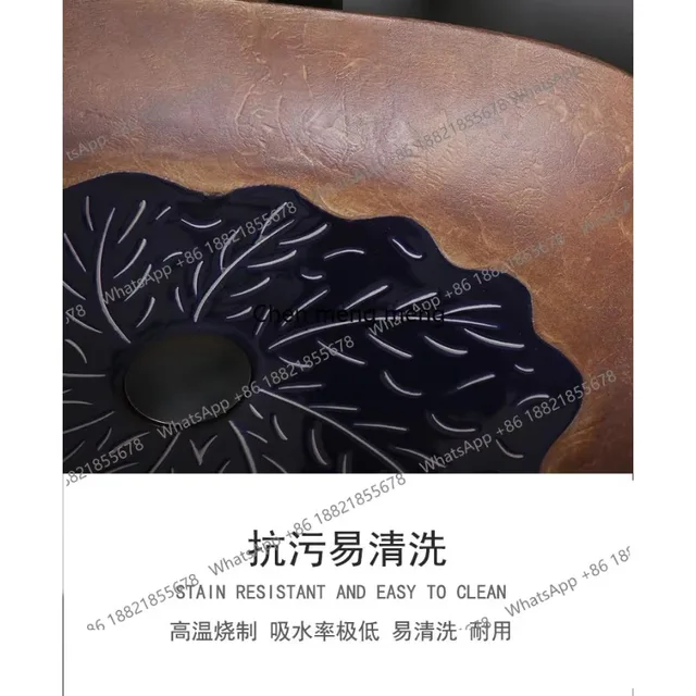 อ่างล้างหน้าแบบตั้งโต๊ะทรงรีสไตล์เรโทร อ่างล้างหน้าเซรามิกขนาดใหญ่ อ่างล้างหน้าสำหรับโรงแรมและลานบ้าน อ่างล้างหน้าเดี่ยว 4