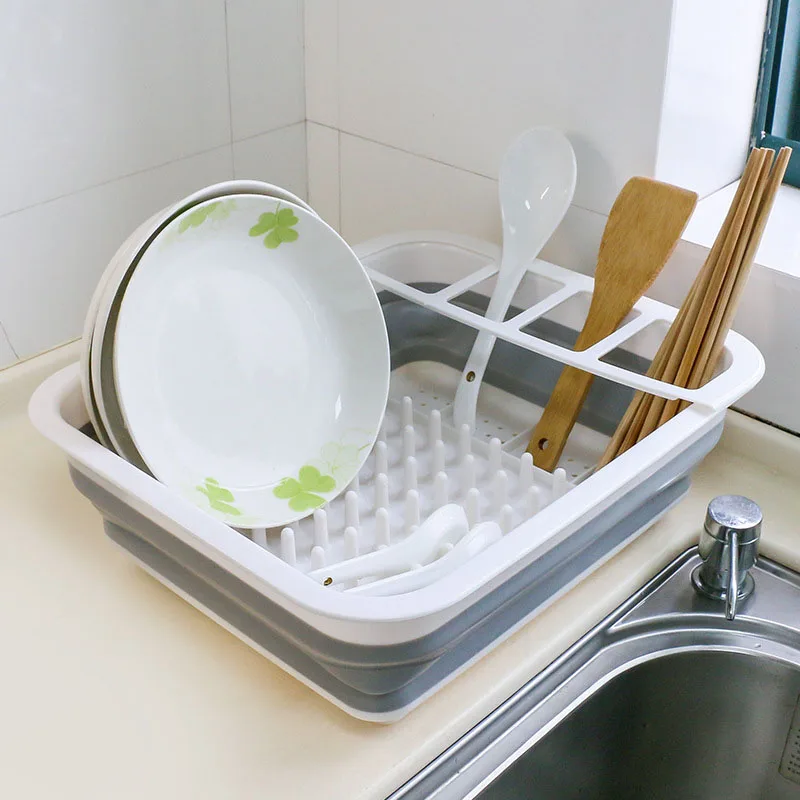 Car Foldable Dish Rack RV Boats Caravan Portable Bowl Rack Tableware Plate Organizer Kitchen Shelves Drainer Tool