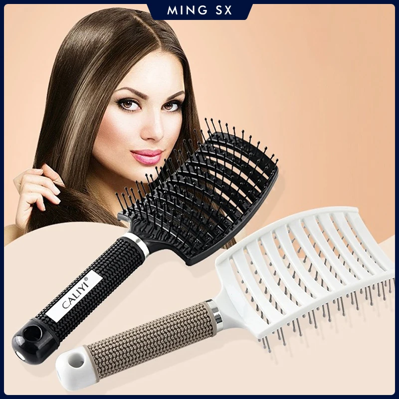 Hair Comb Brush Professional Curved Vented Brush for Faster Blow Drying Paddle Detangling for Wet Dry Curly Straight Hair