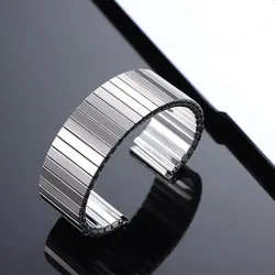 Elastic Metal Watch Band Expansion Bracelet - Stretchable Stainless Steel Strap - 20mm (Silver)