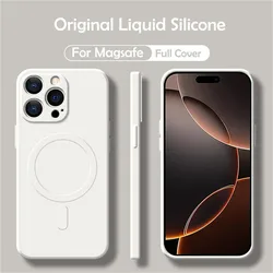Magnetic Liquid Silicone Phone Case with Soft MagSafe Compatibility - iPhone 12 Mini (White)