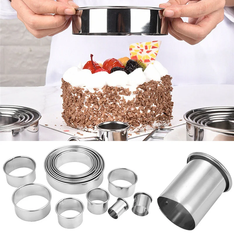 Round Cookie Cake Cutter Mold Set Stainless Steel Pastry DIY Baking Moulds 14Pcs