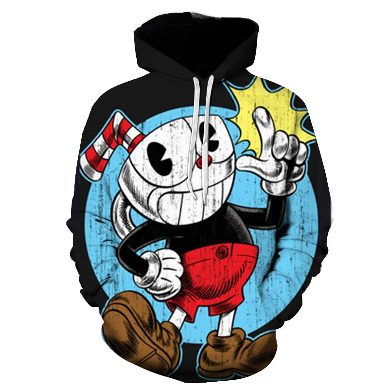

3D Shooting Hip And Hop Game Cuphead Print Hoodies Kid Fashion Funny Streetwear Hooded Sweatshirts Y2k Harajuku Clothes Pullover