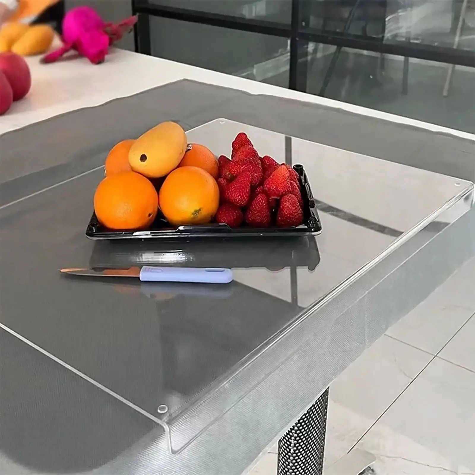 아크릴 도마 립 가장자리가있는 투명 도마 40x45cm 직사각형 도마 명확한 재사용 가능한 도마 2023