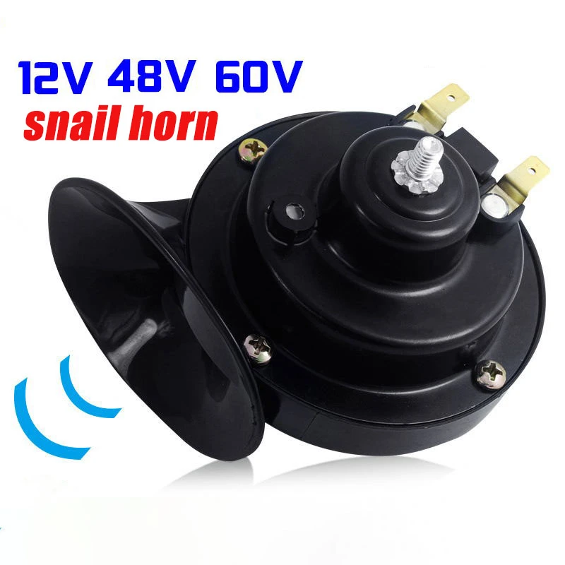 12V 48V 60V Motorcycle Waterproof snail horn Super sound monophonic Scooters Motorcycle accessories electric moped horn Black motorcycle electric horn scooter horn