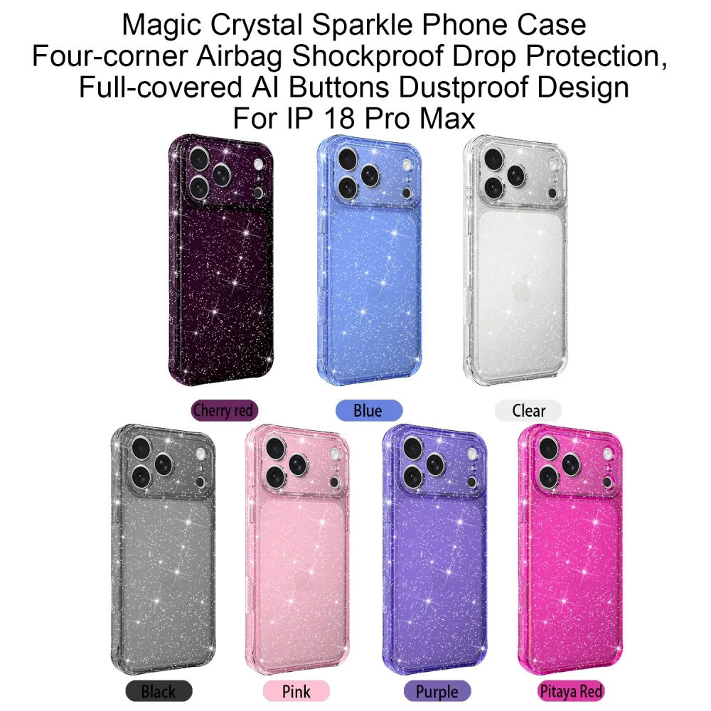 Luxury Glitter Transparent Sparkling Case with Camera Protection and Shockproof Clear Bumper Cover