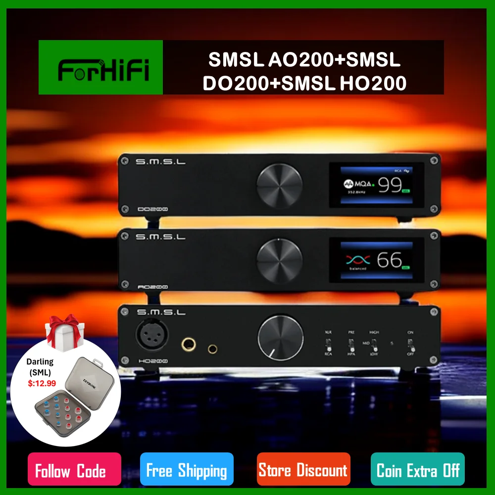 

SMSL AO200+SMSL DO200+SMSL HO200,digital amplifier bluetooth+MQA Audio DAC+HiRes headphone amplifier 16ohm