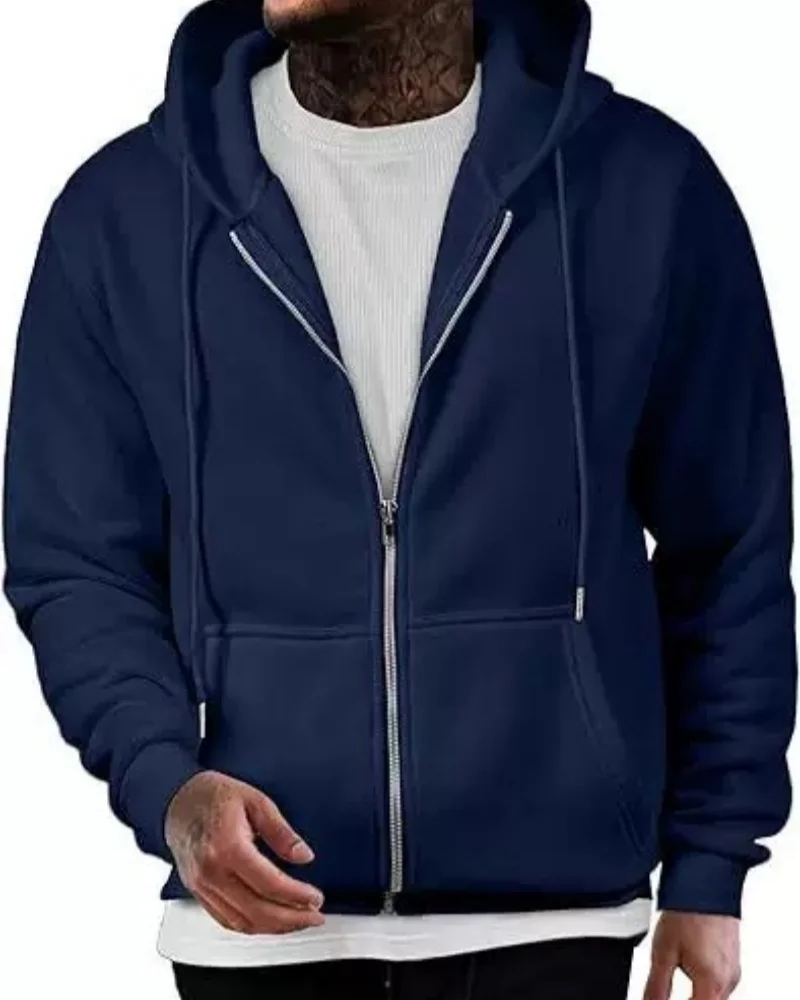 الرجال طويلة الأكمام قلنسوة بسحاب الخريف الشتاء أزياء عارضة فضفاضة تناسب البلوز ملابس رياضية الذكور الزي