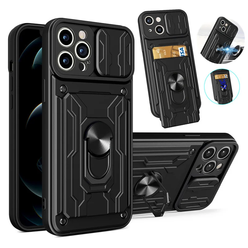 

Бронированный противоударный чехол для телефона iPhone 13, 12, 11 Pro Max, XR, X, XS, 6, 6s, 7, 8 Plus, SE 2020, держатель-подставка с кармашком для карт, задняя крышка