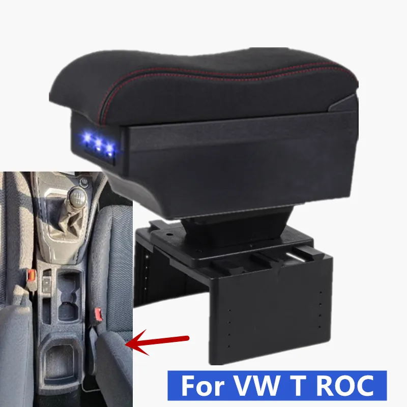 for Volkswagen VW T-ROC TROC R-Line 2017~2022 2019 Car Central Armrest  Storage Box Organizer Center Interior Auto Accessories - AliExpress