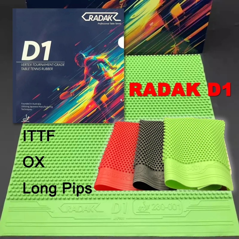 라닥 D1 OX 탁구 러버 롱 핍스 ITTF 승인 싱글 핑퐁 러버 안티아크 탁구..