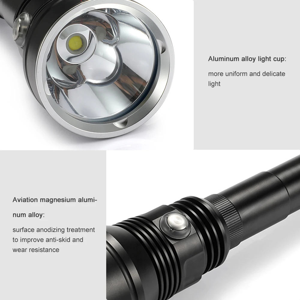 Description Picture 4 of itemAsafee 80M Underwater P70 8000LM Diving Flashlight 300M Range Torch White Light Lamp Waterproof Heat Scuba Lantern
