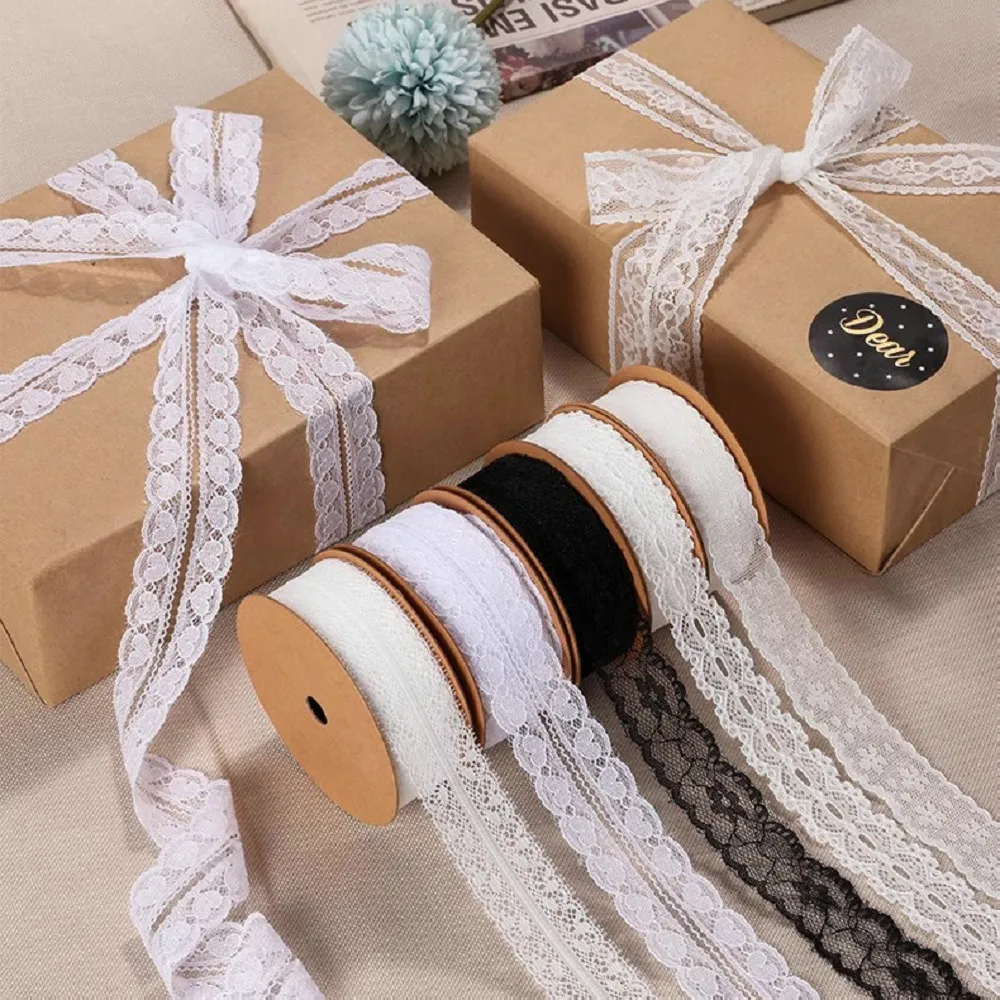Description Picture 5 of item5 Meters Lace Ribbon 25mm White Fabric for Gift wrapping Christmas Wedding Decor DIY Crafts Elastic free lace Sewing accessories