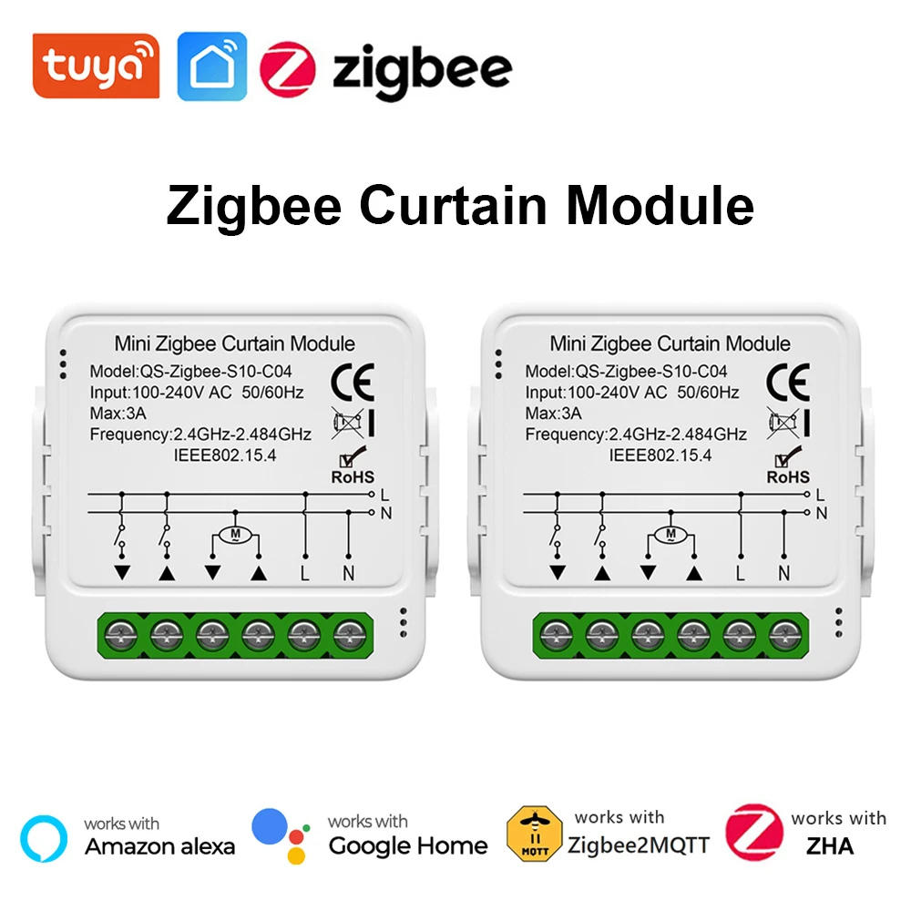 

Tuya ZigBee Smart Curtain Switch Module for Roller Blinds Shutter Electric Motor Need Zigbee Hub Alexa Google Home Voice Control